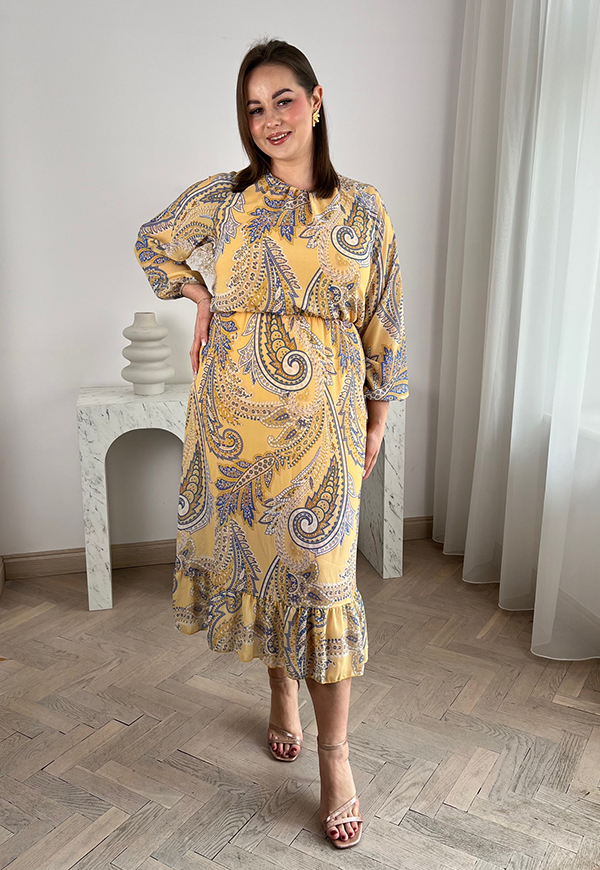 MARTHA SUKIENKA SZYFONOWA PLUS SIZE WE WZÓR PAISLEY. CYTRYNOWA 01 - włoski zdjęcie 3