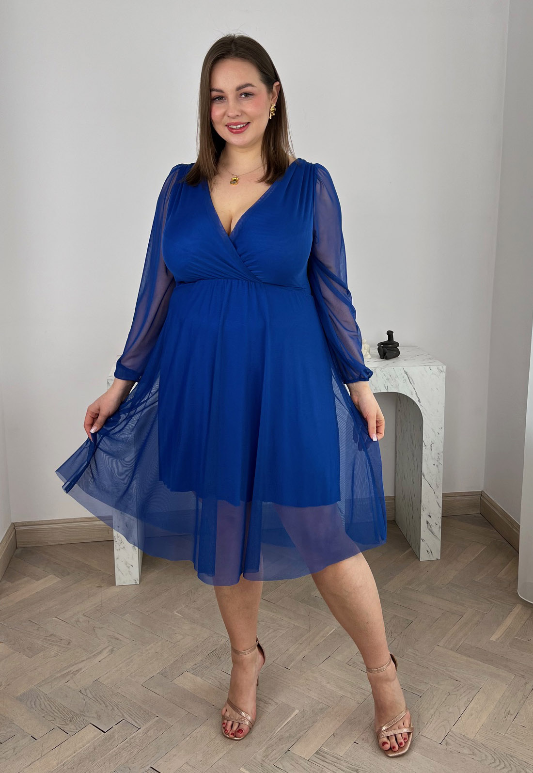 ESTER SUKIENKA PLUS SIZE PRZED KOLANO Z SIATECZKI. CHABROWA 04 - włoski zdjęcie 2