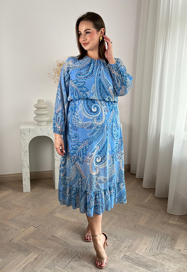 MARTHA SUKIENKA SZYFONOWA PLUS SIZE WE WZÓR PAISLEY. NIEBIESKA 05 - włoski zdjęcie 2