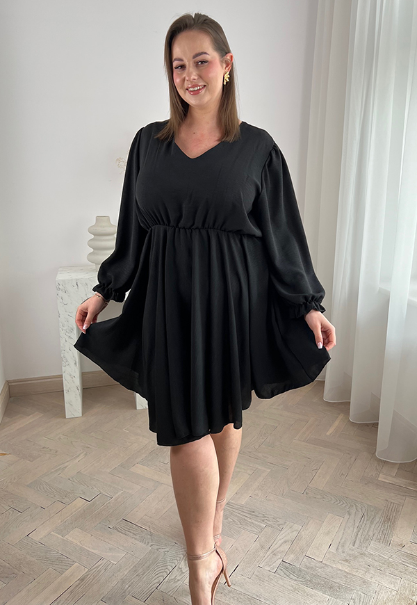 MELISA SUKIENKA PLUS SIZE ROZKLOSZOWANA PRZED KOLANO. CZARNA 02 - włoski zdjęcie 2