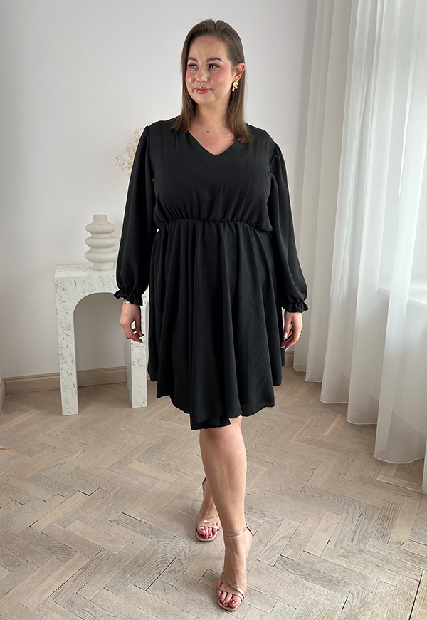 MELISA SUKIENKA PLUS SIZE ROZKLOSZOWANA PRZED KOLANO. CZARNA 02 - włoski zdjęcie 4