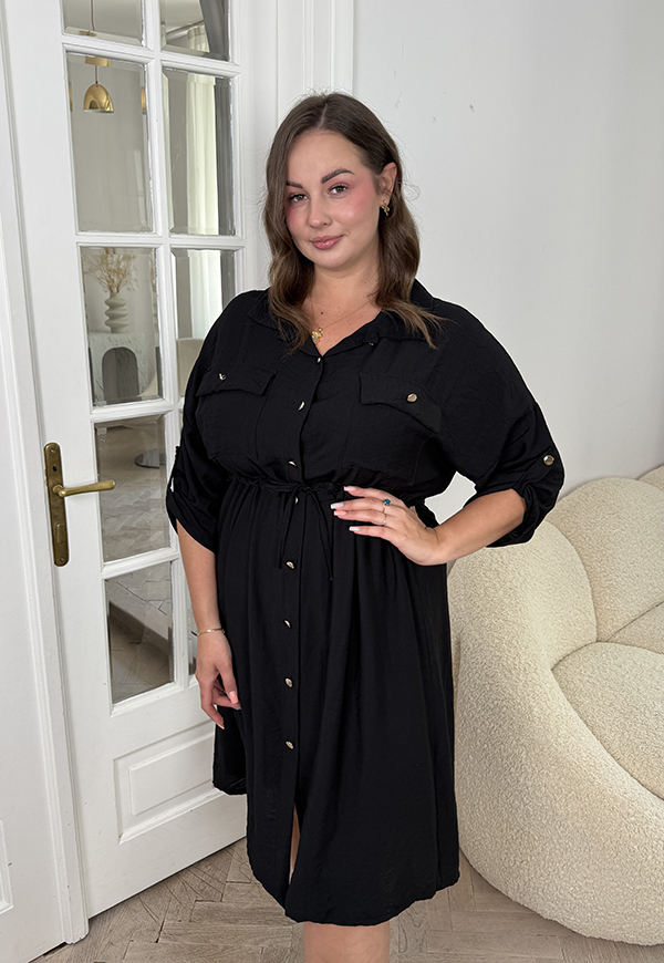 JASMIN SUKIENKA SZMIZJERKA PLUS SIZE NA GUZIKI. CZARNA 02 zdjęcie 1