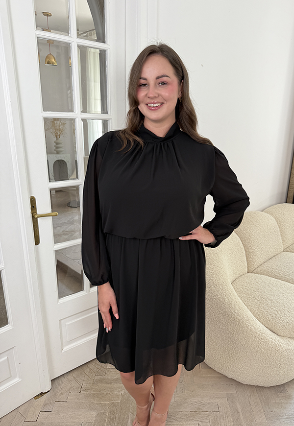 ROSE MARY SUKIENKA SZYFONOWA PLUS SIZE Z PÓŁGOLFEM. CZARNA 02 zdjęcie 4