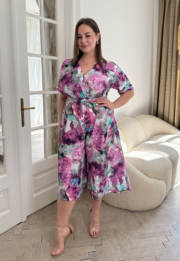 SEVILLA KOMBINEZON PLUS SIZE KOPERTOWY WE WZORY. SZARO/FIOLETOWY 03 - włoski zdjęcie 4