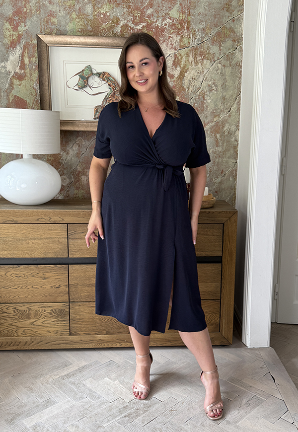 LISBONA SUKIENKA PLUS SIZE KOPERTOWA MIDI. GRANATOWA 12 - włoski zdjęcie 1