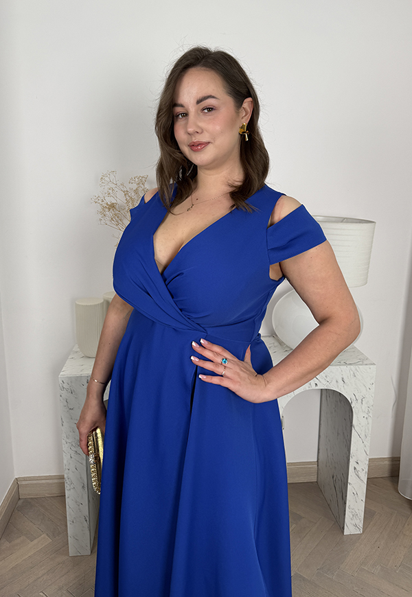 GAJA MAXI SUKIENKA DŁUGA Z OZDOBNYMI RAMIĄCZKAMI PLUS SIZE. CHABROWA 01 - produkt polski zdjęcie 3