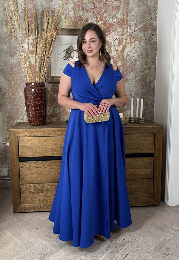GAJA MAXI SUKIENKA DŁUGA Z OZDOBNYMI RAMIĄCZKAMI PLUS SIZE. CHABROWA 01 - produkt polski zdjęcie 2