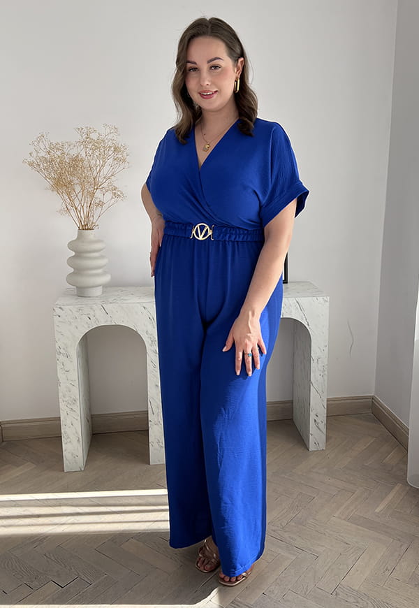 VALENCIA KOMBINEZON POWIĘKSZONY PLUS SIZE Z PASKIEM I DŁUGIMI NOGAWKAMI. CHABER 01