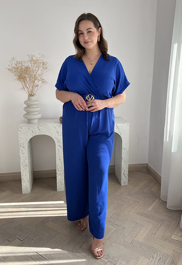 VALENCIA KOMBINEZON POWIĘKSZONY PLUS SIZE Z PASKIEM I DŁUGIMI NOGAWKAMI. CHABER 01