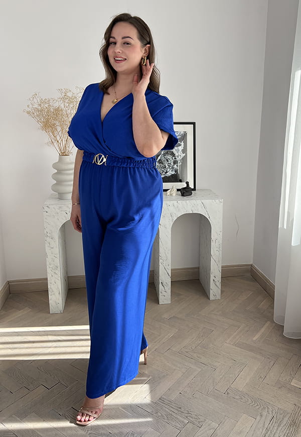 VALENCIA KOMBINEZON POWIĘKSZONY PLUS SIZE Z PASKIEM I DŁUGIMI NOGAWKAMI. CHABER 01
